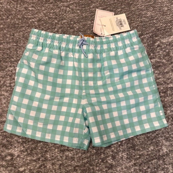 The Beaufort Bonnet Company Other - NWT boys The Beaufort Bonnet Co. Seafoam gingham swim trunks 7